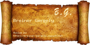 Breiner Gergely névjegykártya